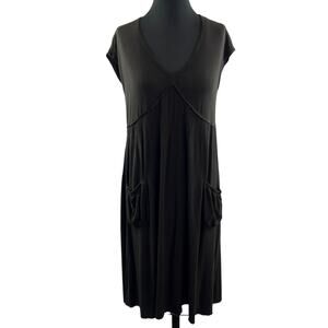 THEORY Brown Drape Flowy Shirt Pocket Dress Size P USA Made